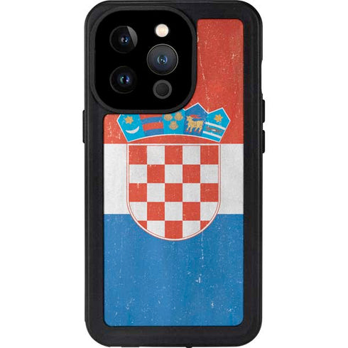 Croatia Flag Distressed iPhone 14 Pro Waterproof Case